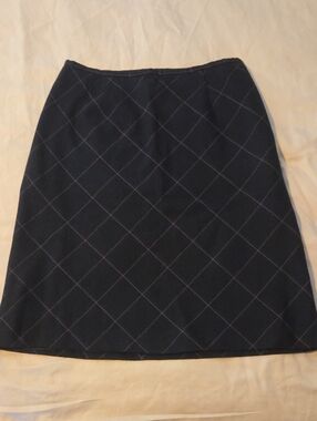 Madison & Max Black And Purple Diamond-Check A-Line Skirt